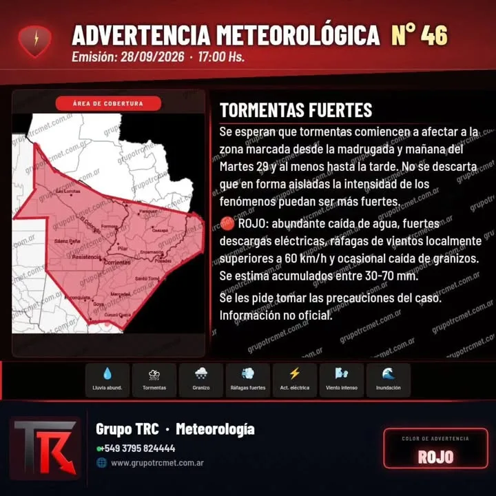 Advertencia meteorológica - alerta ROJO